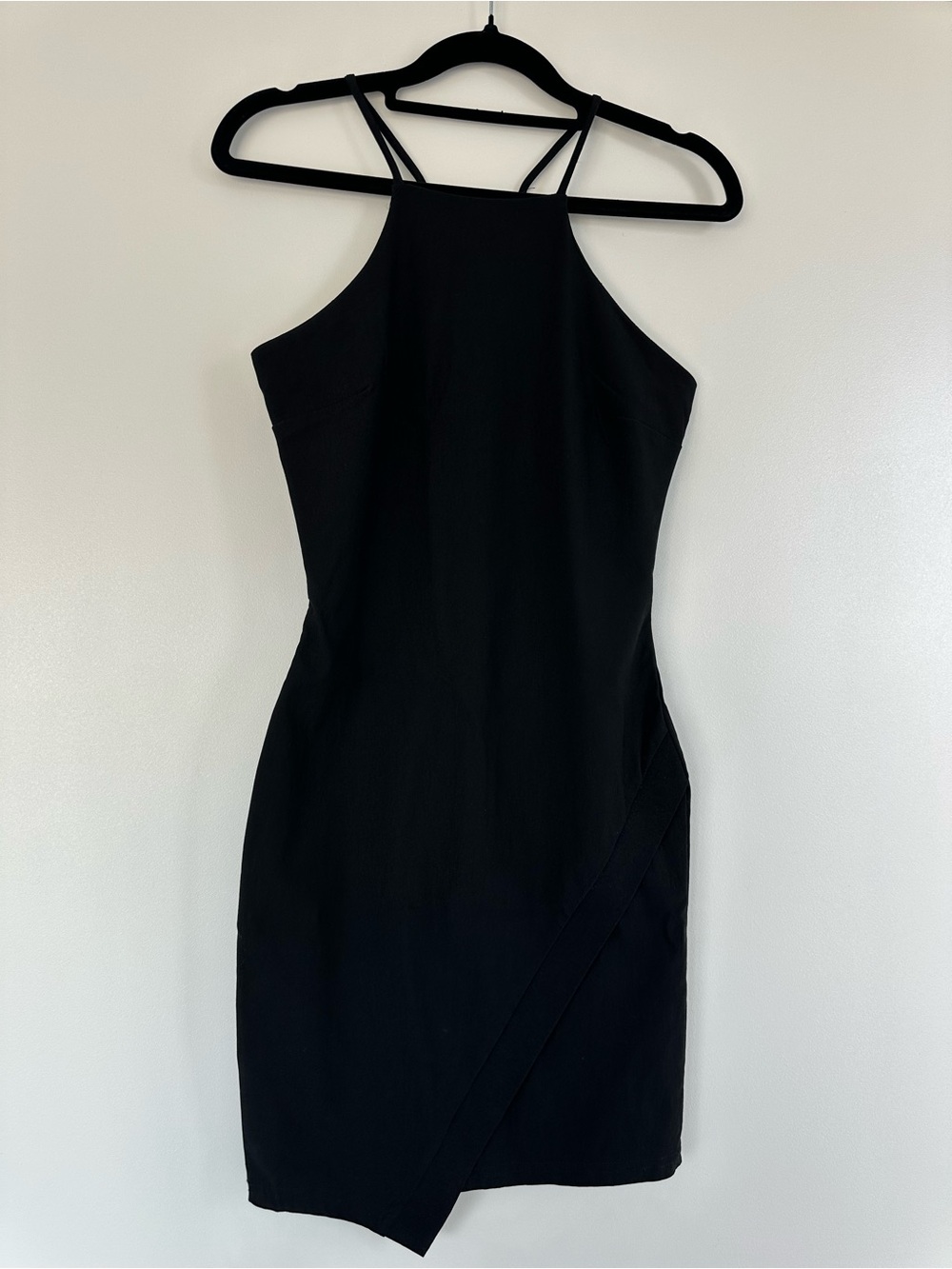 Black Halter Strappy Mini Dress